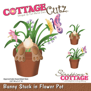 Cottage Cutz "Bunny Stuck In Flower Pot" 4" x 4" Die