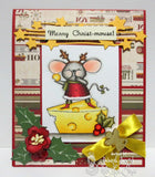 Kraftin Kimmie RETIRED "Merry Christ-mouse" Unmounted Rubber Stamp