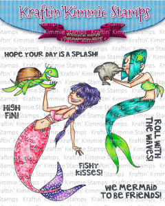 Kraftin Kimmie RETIRED "Mermaid Friends'" Clear Stamp