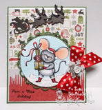 Kraftin Kimmie RETIRED "Merry Christ-mouse" Unmounted Rubber Stamp