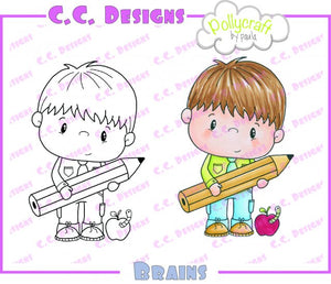 CC Designs Pollycraft "Brain" Rubber Stamp