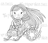 Paper Nest Dolls "Downhill Racing Avery" Rubber Stamp