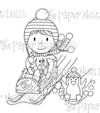 Paper Nest Dolls "Downhill Racing Owen" Rubber Stamp