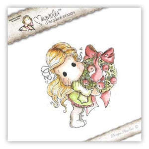Magnolia Stamps Waiting For Christmas "Tilda With Apple Wreath" Rubber Stamp
