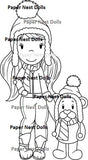 Paper Nest Dolls "Avery with Bear Friend" Rubber Stamp