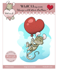 Whiff Of Joy "Henry With Love Balloon" Unmounted Rubber Stamp