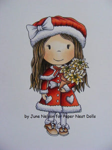 Paper Nest Dolls "Christmas Flower Ellie" Rubber Stamp