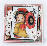 La La Land Crafts "Kimono Marci with Umbrella" (w/ Sentiments) Rubber Stamp
