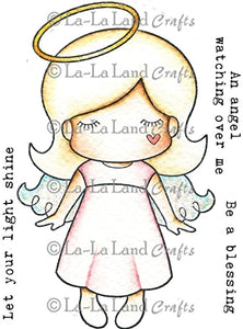 La La Land Crafts "Paper Doll Marci - Angel (w/sentiments)" Rubber Stamp