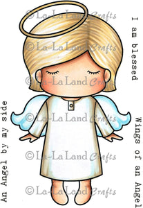 La La Land Crafts "Paper Doll Luka - Angel (w/sentiments)" Rubber Stamp