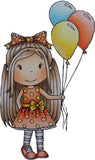 Paper Nest Dolls "Birthday Balloons Ellie" Rubber Stamp