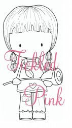 CC Designs Tickled Pink *RETIRED* "Cherrie With Rose" Rubber Stamp