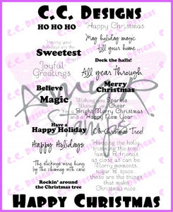 CC Designs Amy R "Happy Christmas" Rubber Stamp