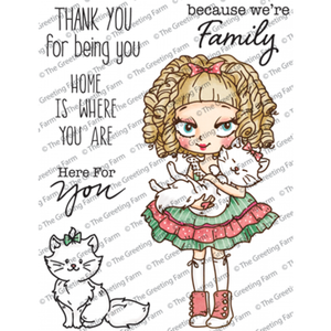 The Greeting Farm *RETIRED* "Dollie With Kitty" Rubber Stamp