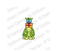 DeNami Design "Turtle w/ Presents" Wood Mounted Stamp