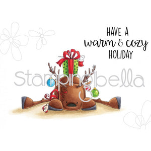 Stamping Bella "Rudolph with Present on Top" Rubber Stamp