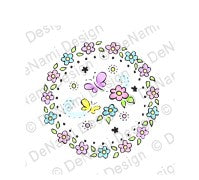DeNami Design "Butterfly Daisy Circle" Wood Mounted Stamp