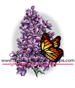 DoveArt Studios "Lilac and Butterfly" Rubber Stamp