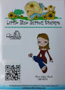 Little Blue Button "Charlie Heart Lollipop" Rubber Stamp
