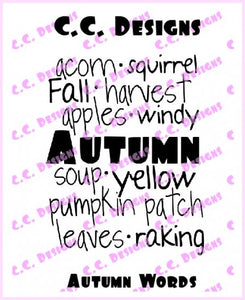 CC Designs Logos & Sayings *RETIRED* "Autumn Words" Rubber Stamp