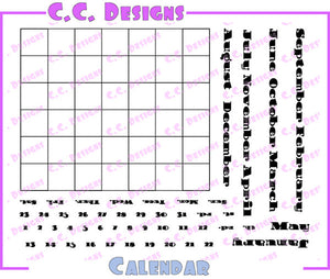 C.C. Designs "Calendar" Rubber Stamp Set