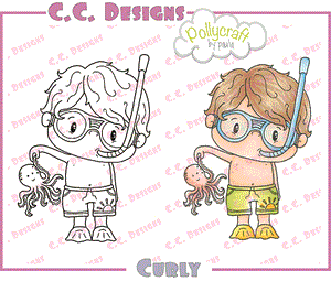 CC Designs Pollycraft "Curly" Rubber Stamp