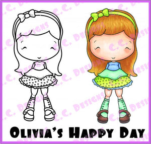 CC Designs Swiss Pixie *RETIRED* "Olivia's Happy Day" Rubber Stamp
