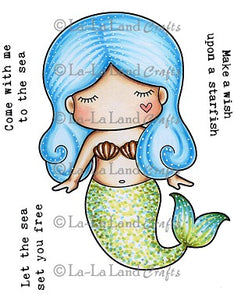 La La Land Crafts "Paper Doll Marci Mermaid (w/sentiments)" Rubber Stamp