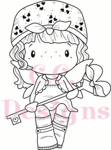 CC Designs Swiss Pixie "Violet with Key" Rubber Stamp
