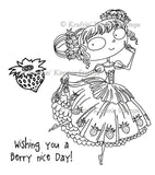 Kraftin Kimmie RETIRED Moonlight Whispers "Stella Strawberry" Unmounted Rubber Stamp