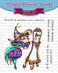 Kraftin Kimmie Moonlight Whispers "Witch Wanda'" Clear Stamp