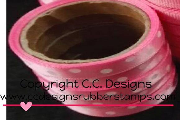 CC Designs Pink Polka Dot Ribbon 3/8