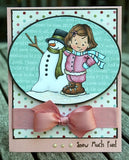 Kraftin Kimmie RETIRED "Lexi's Winter Fun" Unmounted Rubber Stamp