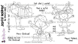 Kraftin Kimmie RETIRED "Joyful Holiday" Unmounted Rubber Stamp Set