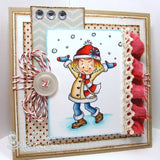 Kraftin Kimmie RETIRED "Lexi's Winter Fun" Unmounted Rubber Stamp