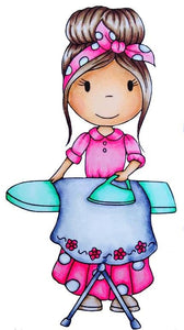 Paper Nest Dolls "Ironing Avery" Rubber Stamp