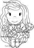 Paper Nest Dolls "Ellie With Kittens" Rubber Stamp