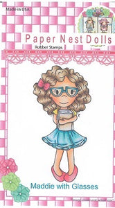 Paper Nest Dolls "Maddie with Glasses" Rubber Stamp