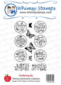 Whimsy Stamps/SC Design "Fluttering By" Rubber Stamp