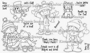 Kraftin Kimmie RETIRED "Snow Much Love" Unmounted Rubber Stamp