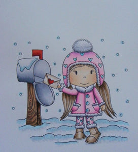 Paper Nest Dolls "Winter Mail Avery" Rubber Stamp