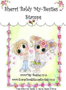 Sherri Baldy My Besties "Hearts A Flutter" Rubber Stamp