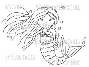 Paper Nest Dolls "Mermaid With Seahorse" Rubber Stamp