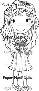 Paper Nest Dolls "Spring Bouquet Ellie" Rubber Stamp