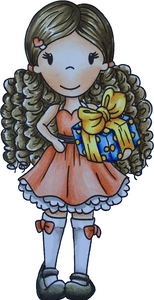 Paper Nest Dolls "Emma with Gift" Rubber Stamp