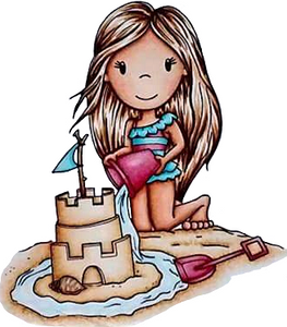 Paper Nest Dolls "Sand Castle Ellie" Rubber Stamp