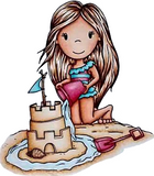 Paper Nest Dolls "Sand Castle Ellie" Rubber Stamp