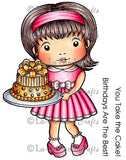 La-La Land Crafts "Birthday Cake Marci (w/ sentiments)" Rubber Stamp