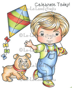 La La Land Crafts RETIRED "Luka With Kite" (w/ sentiments) Rubber Stamp