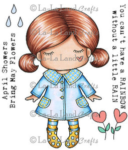 La La Land Crafts "Paper Doll Marci-Spring (w/ Sentiments)" Rubber Stamp